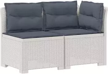vidaXL Garten-Sofa 2-Sitzer Rattan-Look PP wei&szlig; mit Kissen (8011951)