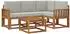 vidaXL Outdoor-Sofagarnitur 5-tlg. mit Kissen, natur und hellgrau (3366354)