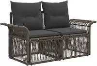 vidaXL Garten-Sofa 2-Sitzanzahl Grau Poly-Rattan