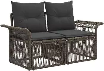 vidaXL Garten-2-Sitzer-Sofa, grau, Polyrattan (42026693)