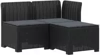vidaXL 3-Sitzer Garten Sofa mit Kissen Rattan-Look PP Anthrazit
