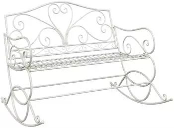 vidaXL Gartenbank Stahl antik weiß (42038699)