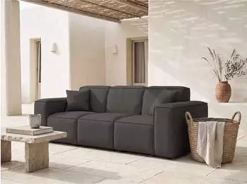 WFL GROUP Lorento Gartensofa 3-Sitzer, Kunstleder, dunkelgrau (48780889-06)