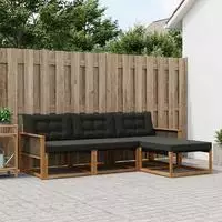 vidaXL Outdoor-Sofagarnitur 4 stk. Nat&uuml;rlich und Schwarz