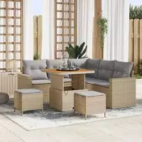 vidaXL Gartensofa-set 9 Stk. 6-Sitzanzahl Beige und Hellgrau
