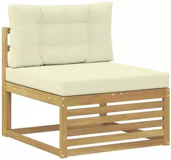 vidaXL Outdoor-Mittelsofa Akazienholz massiv, wei&szlig; (901567)