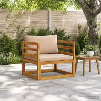 vidaXL Modularer Sessel mit Kissen, 100% Polyester, Akazienholz