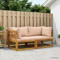 vidaXL Ecksofa mit Kissen 2 stk. 2-Sitzer Massivholz Akazie Natur