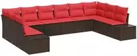 vidaXL Gartensofa-set 10 stk. 9-Sitzanzahl Braun und Rot Polyrattan