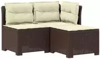 vidaXL 3-Sitzer Garten Sofa mit Kissen Rattan-Look PP Braun