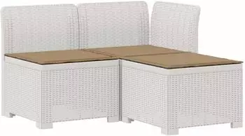 vidaXL 3-Sitzer Gartensofa mit Kissen, Rattan-Look PP, wei&szlig; (8011898)