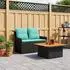 vidaXL Garten-Armlehnensofa mit Klapptisch, 2-tlg., schwarz/türkis (42025382)