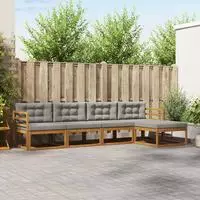 vidaXL Outdoor-Sofagarnitur 5 stk. Nat&uuml;rlich und Hellgrau