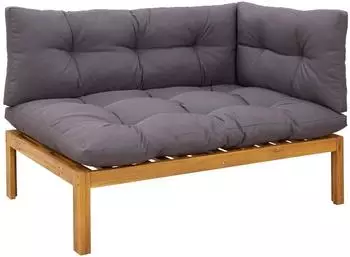 vidaXL Ecksofa-Einheit Akazienholz natur und dunkelgrau (42026771)