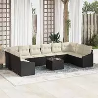 vidaXL Gartensofa-set mit Speicher Braun und Creme Poly-Rattan