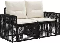 vidaXL Garten-Sofa 2-Sitzanzahl Schwarz Poly-Rattan