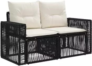 vidaXL Gartensofa 2-Sitzer Polyrattan schwarz (42026698)