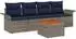 vidaXL Gartensofa-Set 5-tlg. 4-Sitzer grau und marineblau Poly-Rattan (3355931)