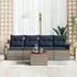vidaXL Gartensofa-Set 5-tlg. 4-Sitzer grau und marineblau Poly-Rattan (3355931)