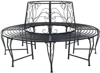 vidaXL Baumbank rund, 8 Sitze, &Oslash;160cm, Stahl schwarz (42029523)
