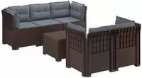 vidaXL 5-Sitzer Gartensofa mit Kissen Rattan-Look PP Braun