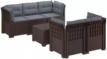 vidaXL Gartensofa 5-Sitzer Rattan-Look PP braun (3443913)