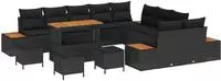 vidaXL Gartensofa-set 14 Stk. 13-Sitzanzahl Schwarz Poly Rattan