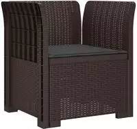 vidaXL 1-Sitzer Sessel mit Kissen Rattan-Look PP Braun