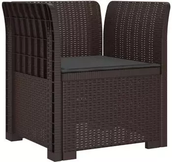 vidaXL Sessel mit Kissen, Rattan-Look, PP, braun (8011857)