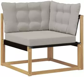 vidaXL Ecksofa Outdoor massives Akazienholz und Textilene, wei&szlig; (901642)