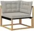 vidaXL Ecksofa Outdoor massives Akazienholz und Textilene, weiß (901642)