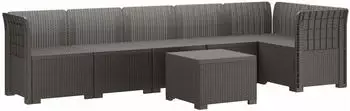 vidaXL Garten-Sofa 6-Sitzer Rattan-Look PP hellgrau (3444105)