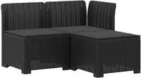 vidaXL 3-Sitzer Garten Sofa mit Kissen Rattan-Look PP Anthrazit