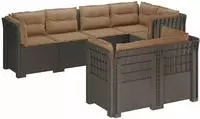vidaXL 7-Sitzer Gartensofa mit Kissen Rattan-Look PP Hellgrau