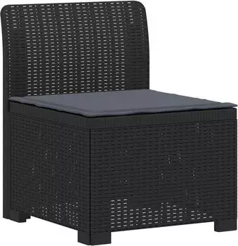 vidaXL Garten-Sofa 1-Sitzer mit Kissen, Rattan-Look PP, anthrazit (8011783)