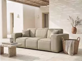 WFL GROUP Lorento Gartensofa 3-Sitzer, Kunstleder, taupe (48780889-04)