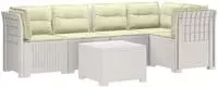 vidaXL 5-Sitzer Gartensofa mit Kissen Rattan-Look PP Wei&szlig;