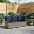 vidaXL Gartenarmsessel mit Ecksofa PE-Rattan, grau/marineblau, 2 Stück (42025374)
