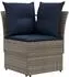 vidaXL Gartenarmsessel mit Ecksofa PE-Rattan, grau/marineblau, 2 Stück (42025374)