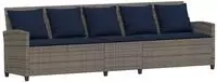 vidaXL Gartensofa 5-Sitzer mit Kissen Grau Poly Rattan