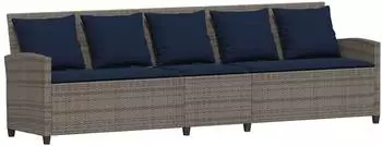 vidaXL Gartenlounge-Set 5-Sitzer mit Kissen, Poly Rattan, grau (4104118)