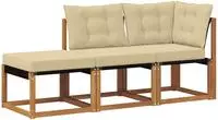 vidaXL 3 stk. Ecksofa-Einheiten f&uuml;r drau&szlig;en Natur und Beige