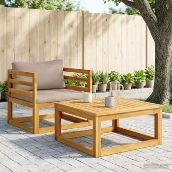 vidaXL Ecksofa mit Kissen, Akazienholz, 100% Polyester