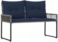 vidaXL Bank Outdoor mit Kissen Grau und Marine 118 x 55 x 82 cm