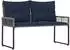 vidaXL Gartenbank mit Kissen, grau/marineblau, 118x55x82cm