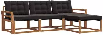 vidaXL Outdoor-Sofagarnitur 4-tlg., natur/schwarz (3369339)