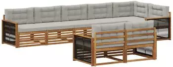 vidaXL Outdoor-Sofagarnitur 8-tlg. natur und hellgrau (3383504)