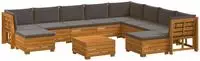 vidaXL 11 stk. Outdoor-Sofagarnitur Massivholz Akazie Braun