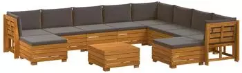 vidaXL Outdoor-Sofagarnitur 11-teilig Akazienholz braun (3403110)