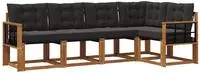 vidaXL Outdoor-Sofagarnitur 5 stk. Natur und Schwarz